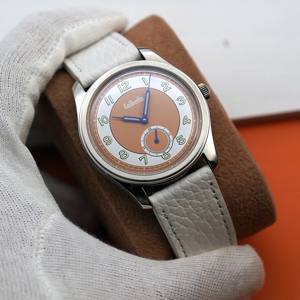 Vintage Salmon Fashion ST17 Mechanical Hand Wind Watch For Men Luxury Metal Wrist Watch Waterproof Relogios Masculino Merkur