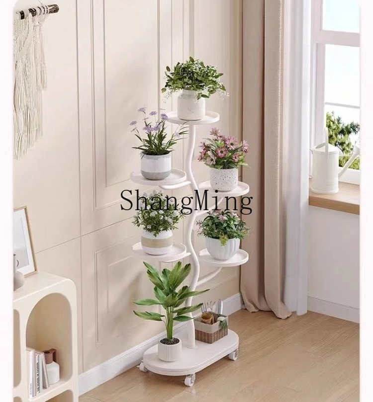 

ZYY light luxury living room indoor floor-to-ceiling balcony rack movable multi-layer flower stand succulent rack
