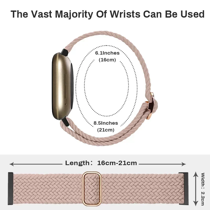 3pcs Sport Bands,Compatible with Fitbit Versa 3/Versa 4/Sense 2/Sense, Adjustable Stretchy Solo Loop Nylon Replacement Watchband
