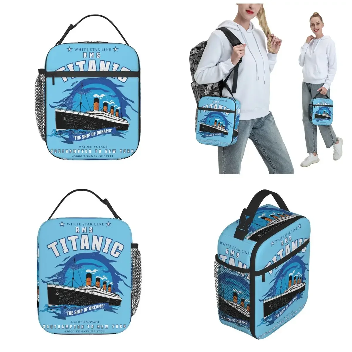 2025 New White Star Line RMS Titanic Insulated Lunch Bag Boys Kids Gift Food Container Bags Leakproof Thermal Cooler Lunch Box