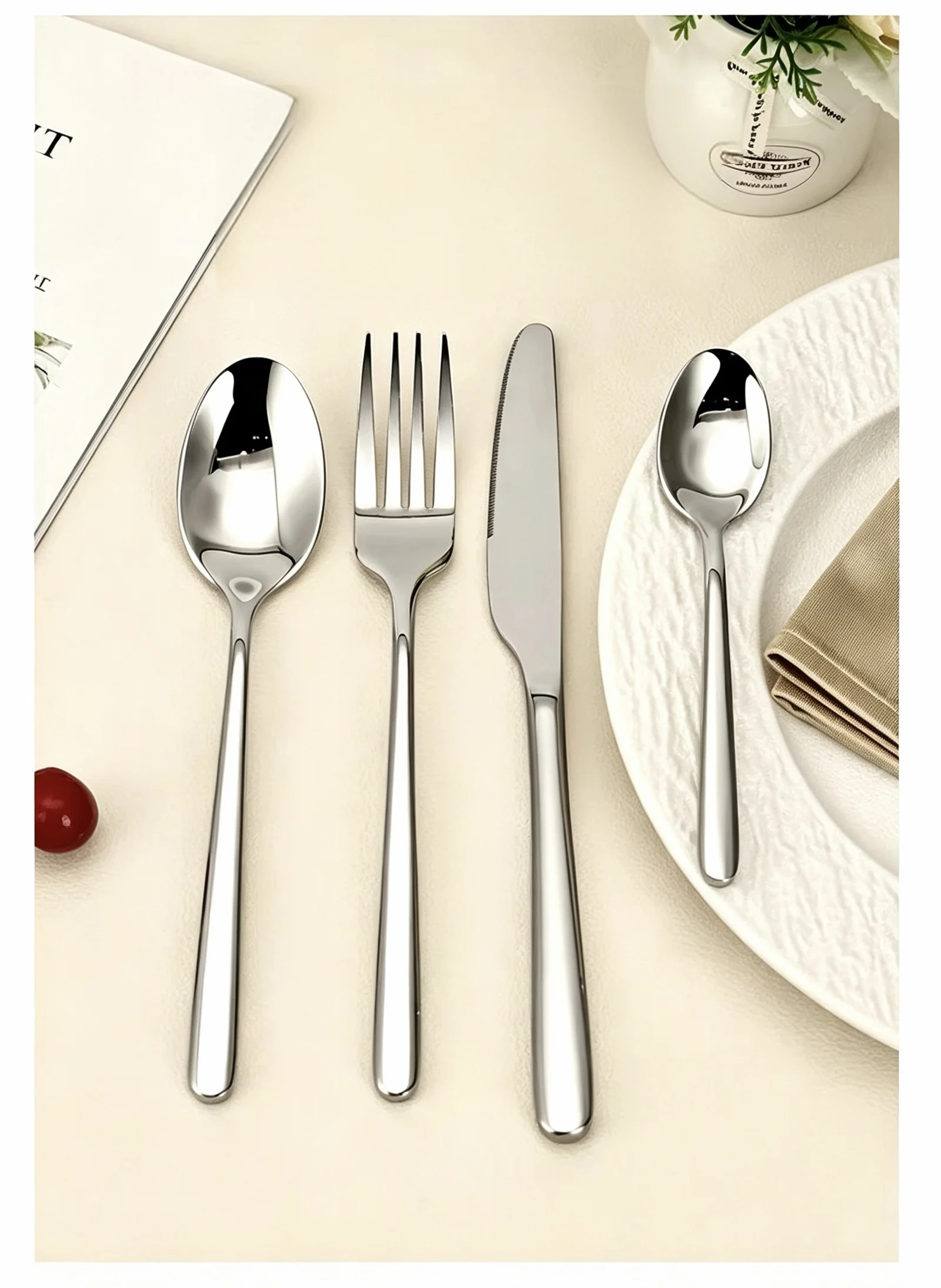 Flatware Cutlery Utensil Set Premium Stainless Steel,  for Kitchen, Home, Wedding, Party, Mirror Polished and Dishwasher Safe