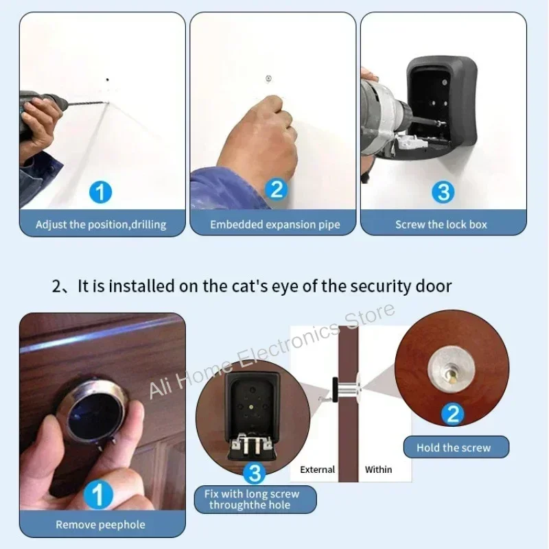 Tuya/TTlock Smart Password Lock Box Homestay Chiave di grande capacità Password APP Sblocco IP65 Cassetta di sicurezza elettronica impermeabile