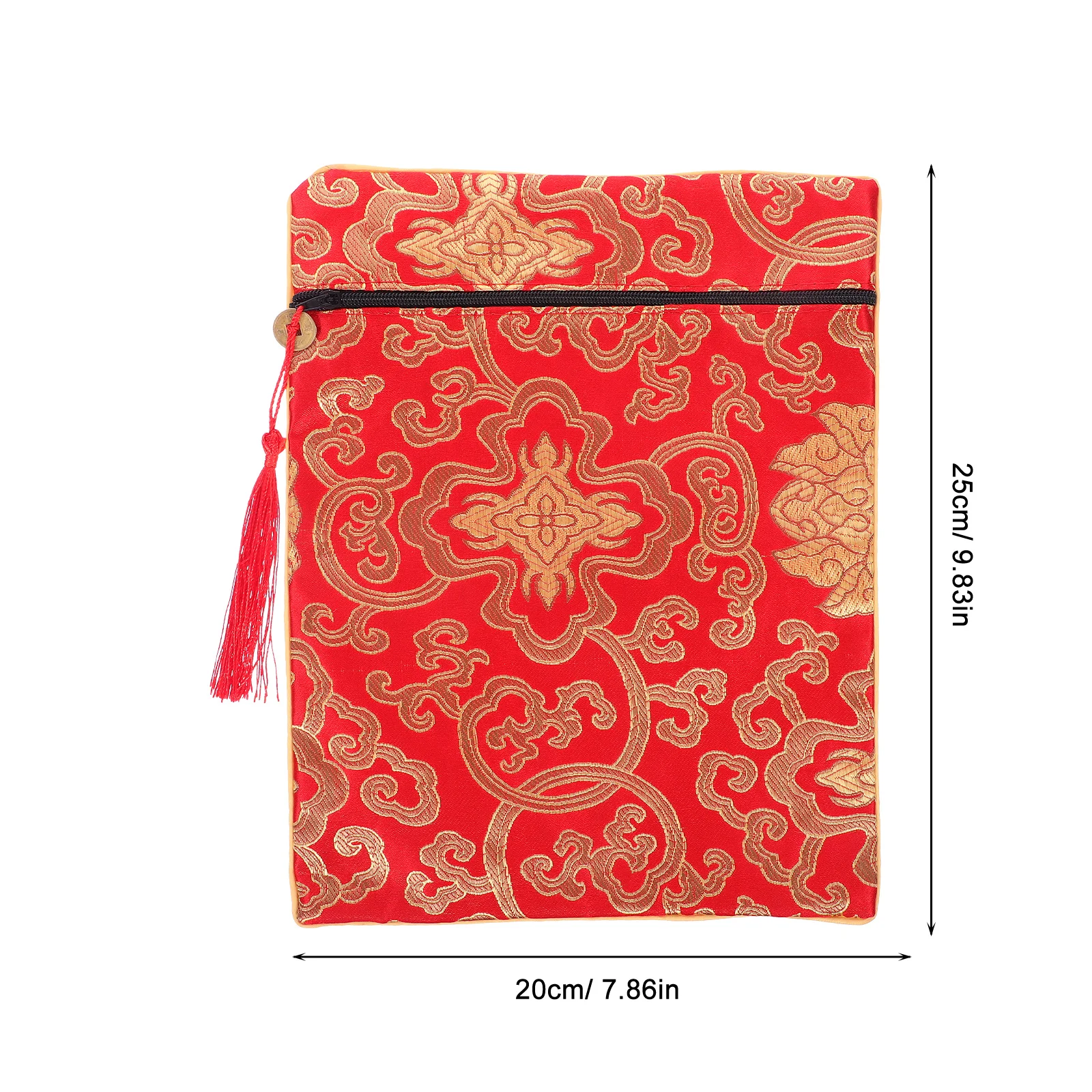حقيبة الكتب البوذية التنين الأصفر المطرزة النسيج التفاف للكتاب المقدس التخزين المنظم الناقل القماش المغلف