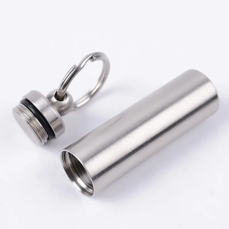 Portable Mini Stainless Steel Waterproof Canister Outdoor Survival Pill Box Container Capsule Pill Bottle Tank Camping Equipment