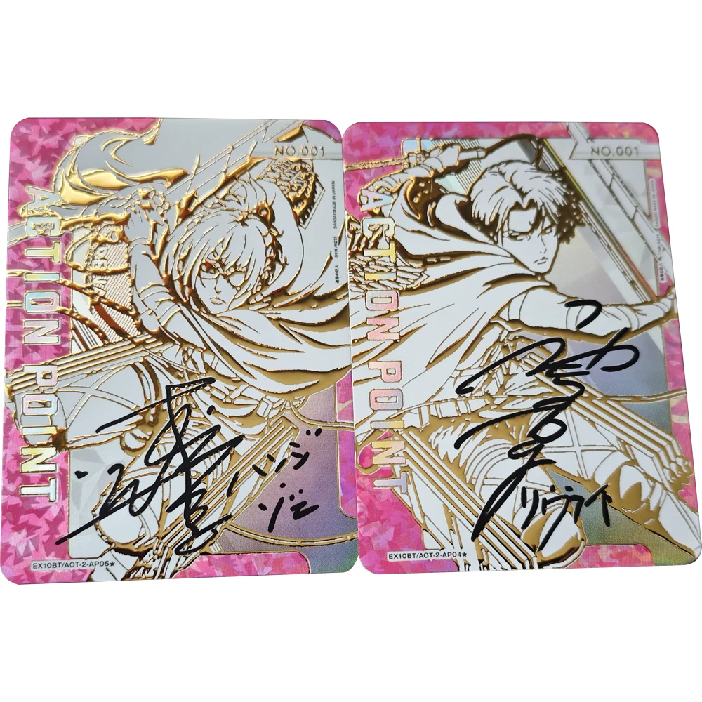 Tarjeta de colección de Anime Union Arena, ataque a los Titanes, Levi Ackerman Hange Zoe, tarjeta de firma, tarjeta Flash refractiva texturizada, regalo para niños