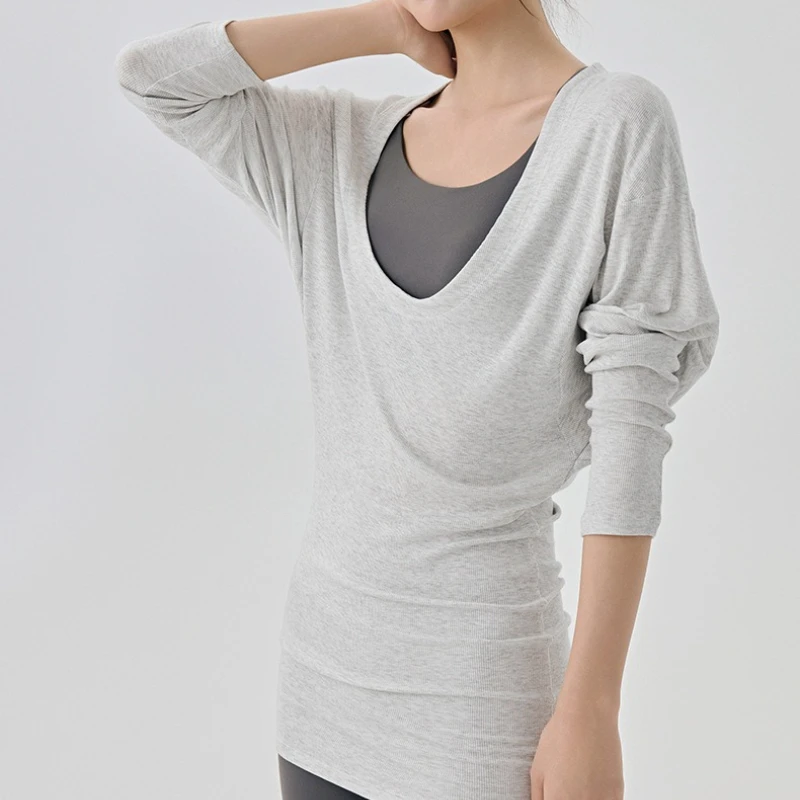 Summer Breathable Yoga Tops Long-sleeved Slim-fit Gym Pilates T-shirts Soft Comfy Quick-dry Women Sports Tennis Golf Sweatshirts