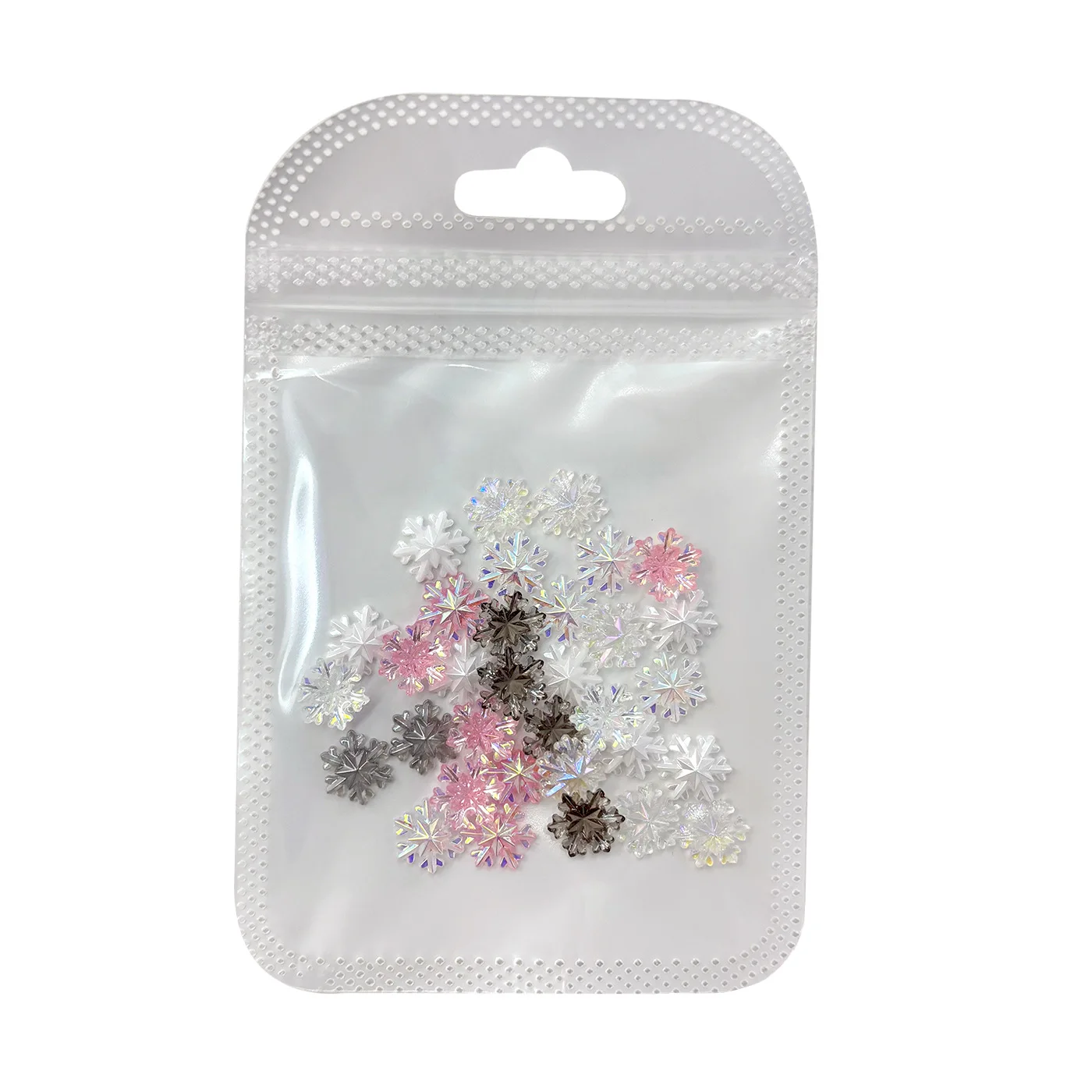 30PCS Fairy Ice AB Christmas Snowflake Nail Art Charms Glitter White Aurora Flatback Resin Decorations Manicure DIY Accessories