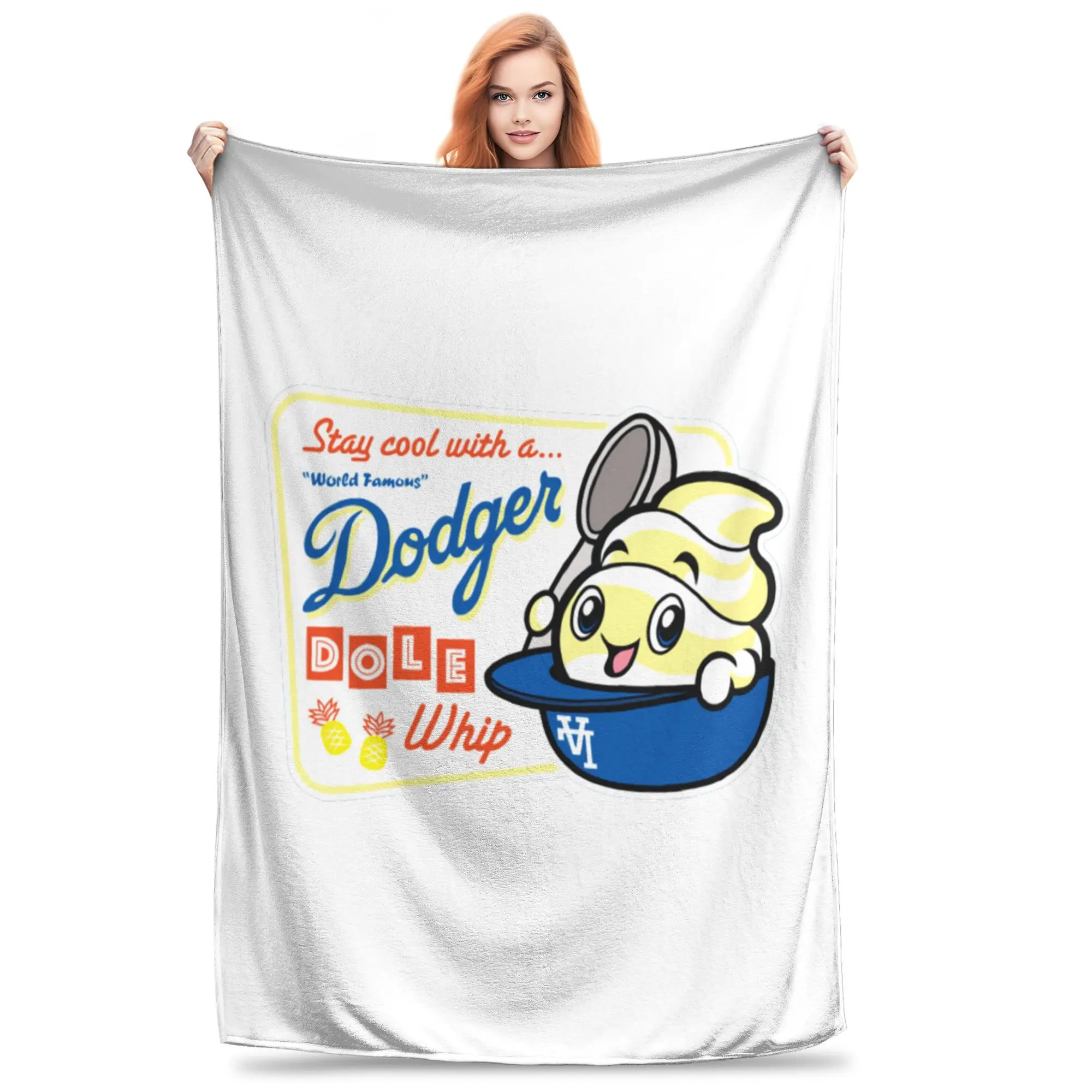 Flannel Throw Blanket World Famous Dodger Dole Whip Warm Plush Blankets Soft Bedspread for Bed Living room Home Travel Couch