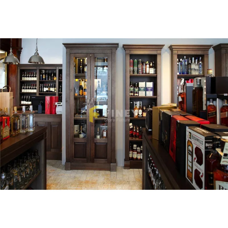 custom.Customized Wine Shop Interior Design Decoration Retail Wine Store Furniture Wooden Shelf Wine Rack Wall Mounted