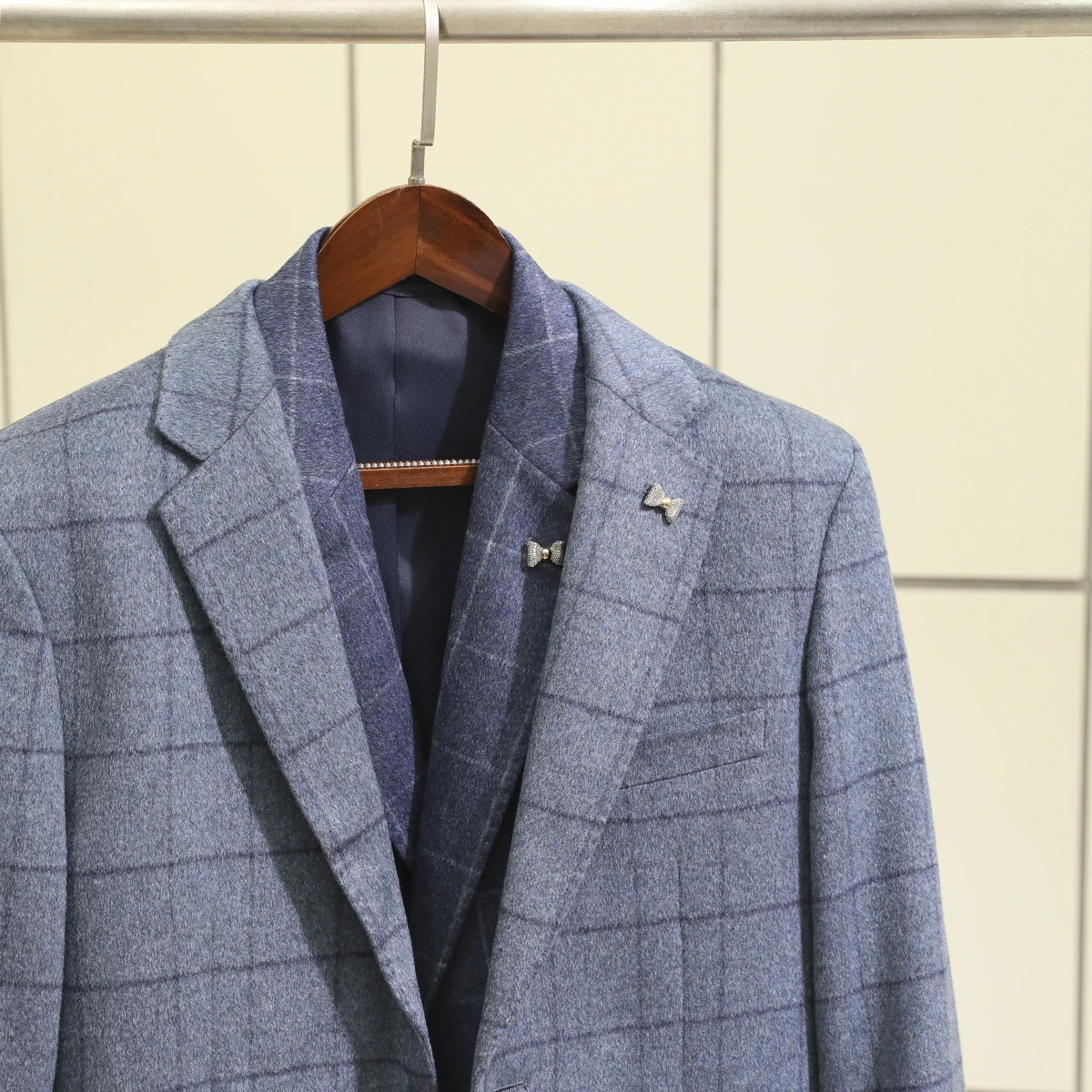 

Premium Quali Men's Busin Casual Tweed Suit Jaet Stand Fit Faion Urban Sle Long Sve Two Button Single Breasted