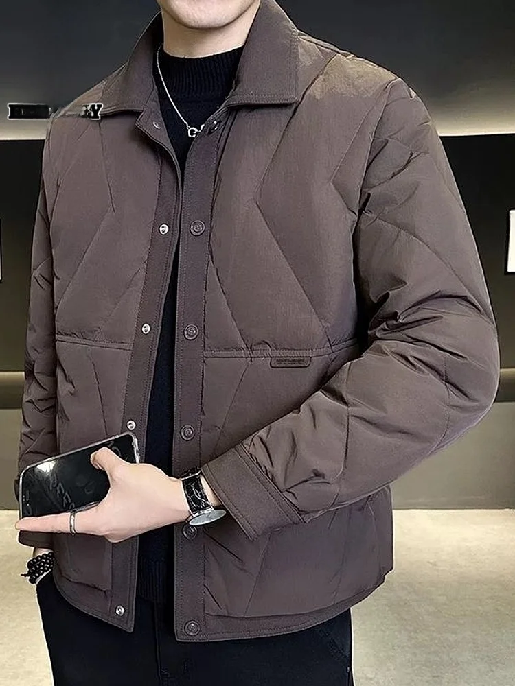 

Мужской пуховик 2025: Новая зимняя модель свободного кроя, ветрозащитный, теплый, из полиэфирного волокна, с деталями из полиэстера