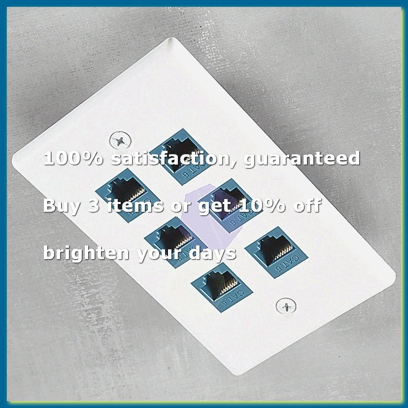 6 Port Cat6 Ethernet Wall Plate, Female to Female Keystone Jack Insert, Compatible Cat7 Cat6e Cat5e Wall Plate