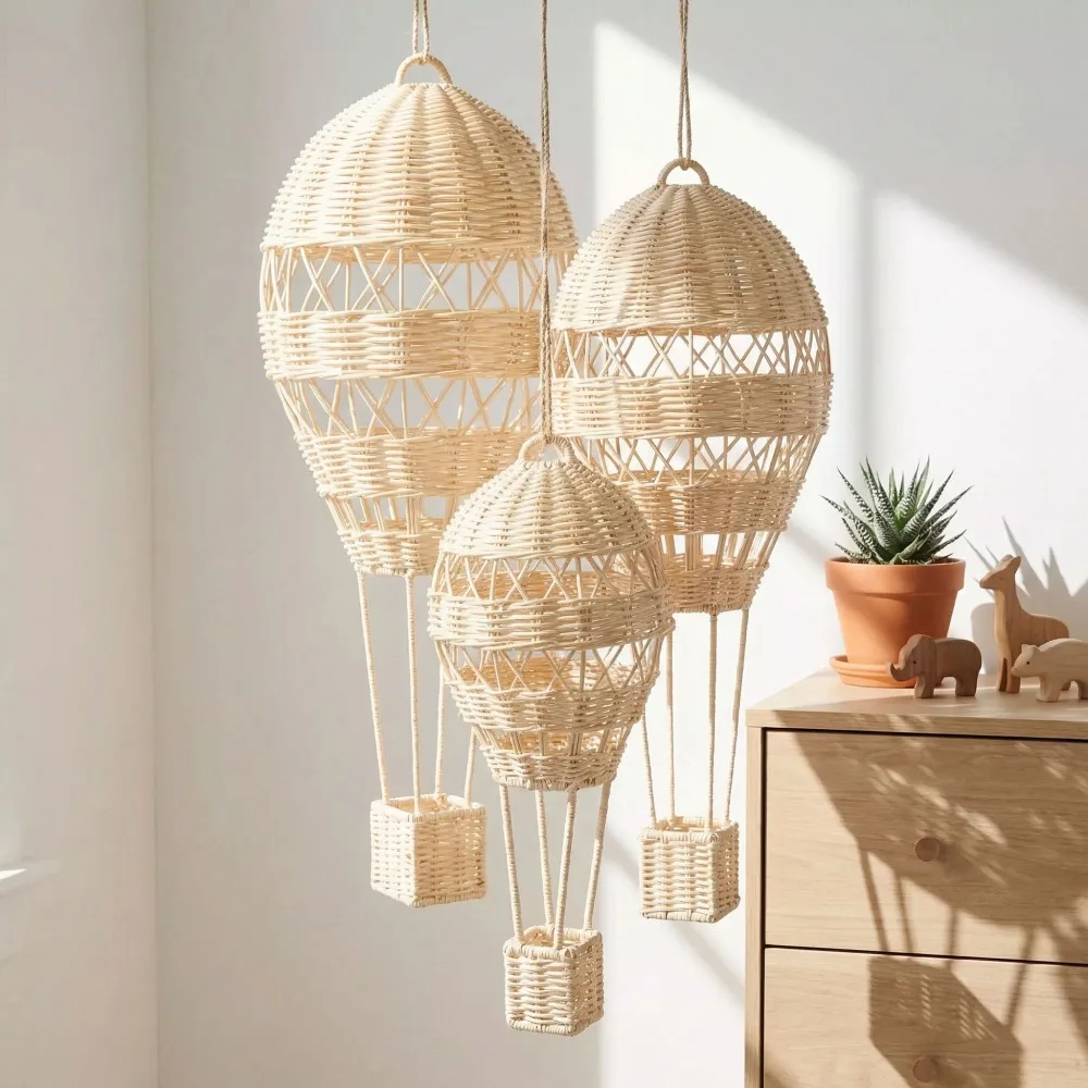 Nordic Wind Handmade Rattan Hot Air Balloon Children's Room 100-day Layout Photography Agency Home Decoration Supplies