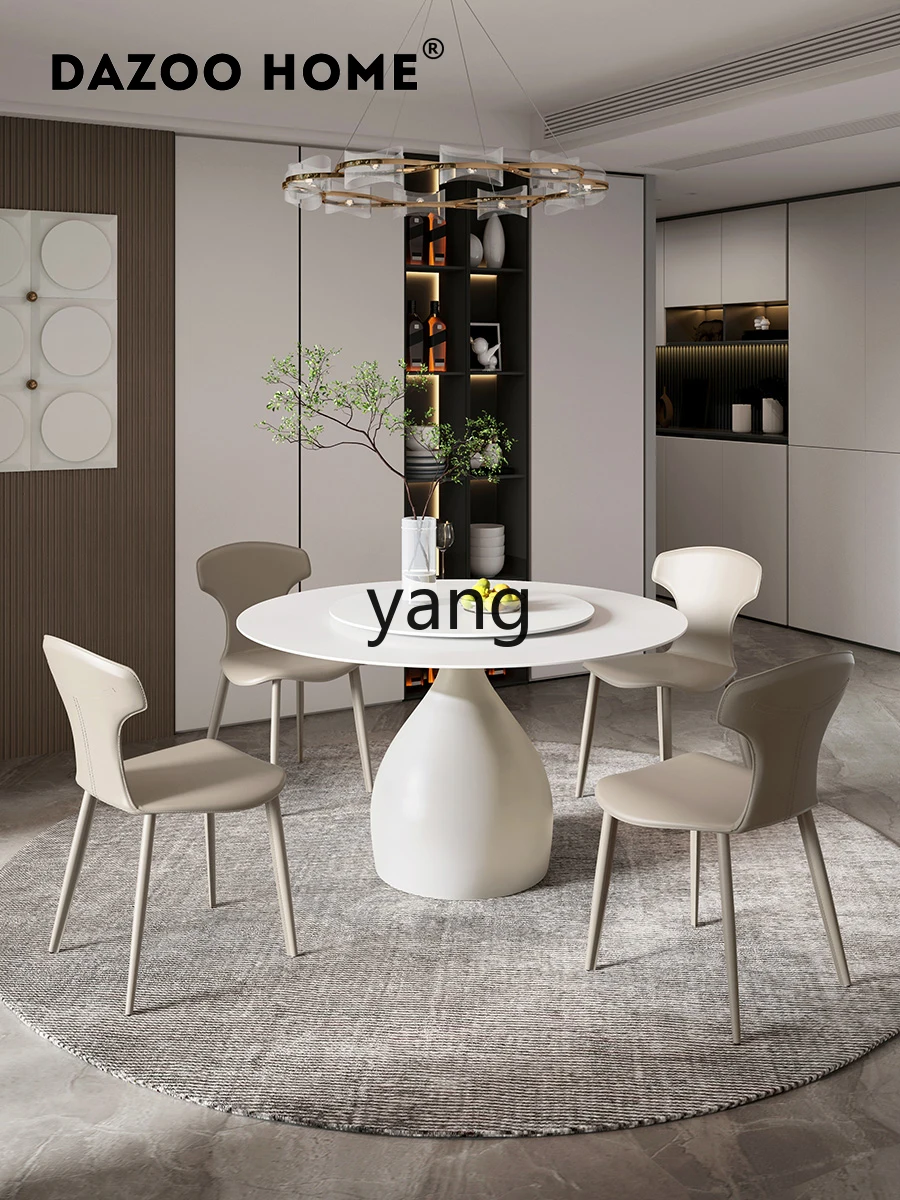 Lmm modern simple rock slab dining table household small apartment round table dining table and chair combination