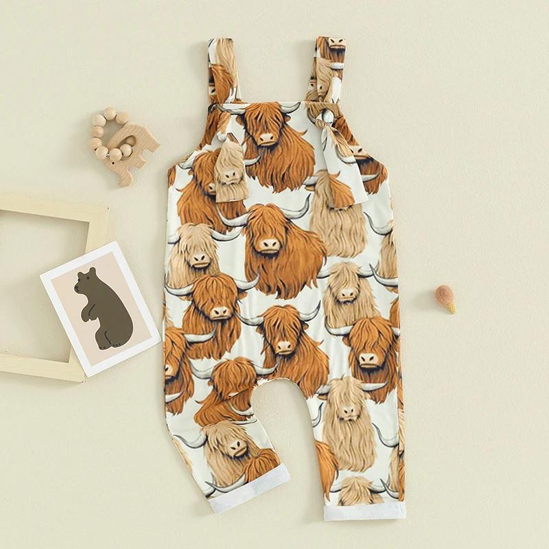 2024-03-04 Lioraitiin 0-18M Newborn Baby Girl Summer Overalls Romper Farm Print Sleeveless Jumpsuit Pants Toddler Cute Clothes