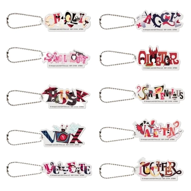 

Hazbin Hotel Acrylic Name Tag Keychain Lucifer Morningstar & Charlie & Alastor Anime Pendant Cute Bag Charm for Fans & Students