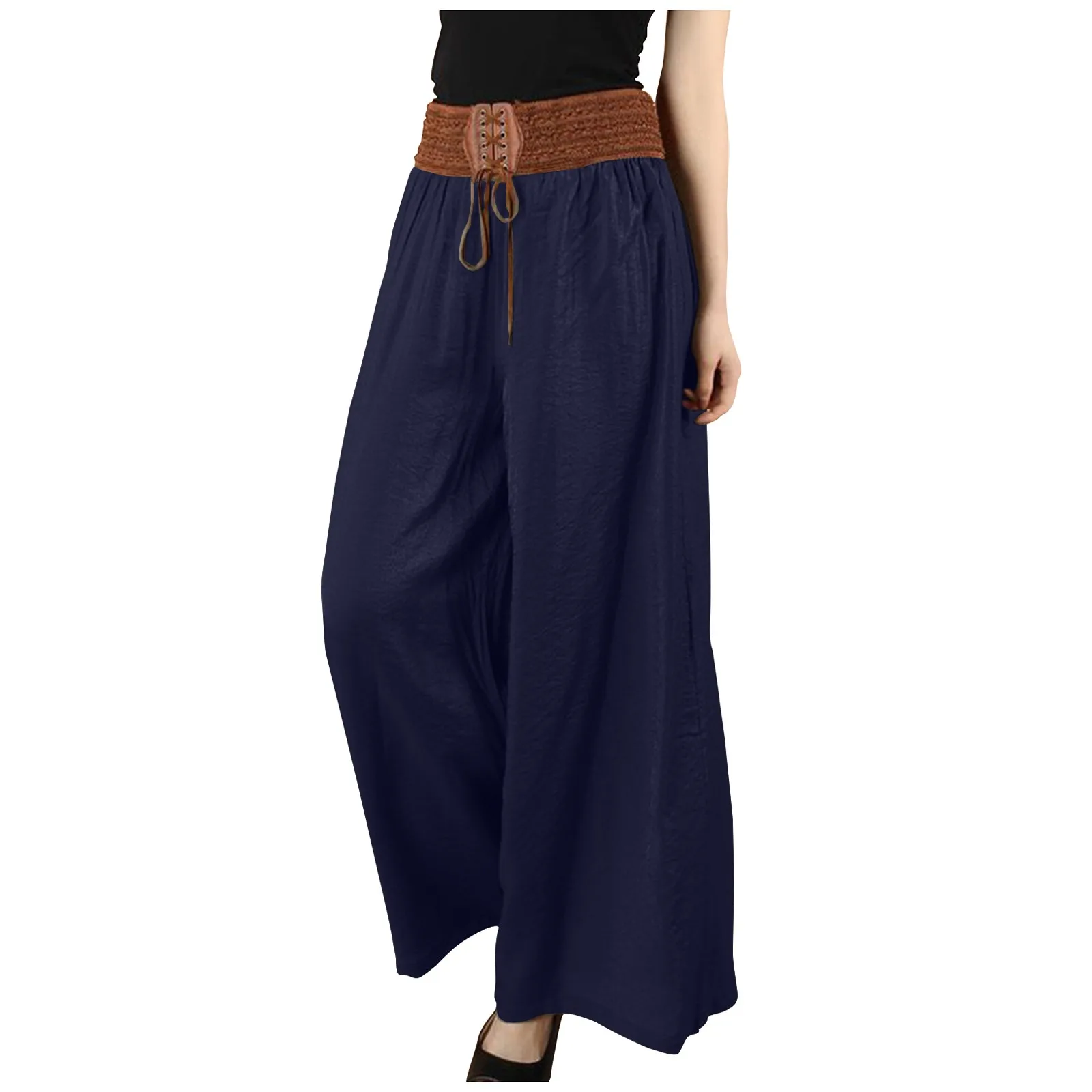 Women's pants Wide Leg Linen Streetwear Casual Comfort Vacation Casual Daily Weekend Pocket Long Comfort Plain Pants