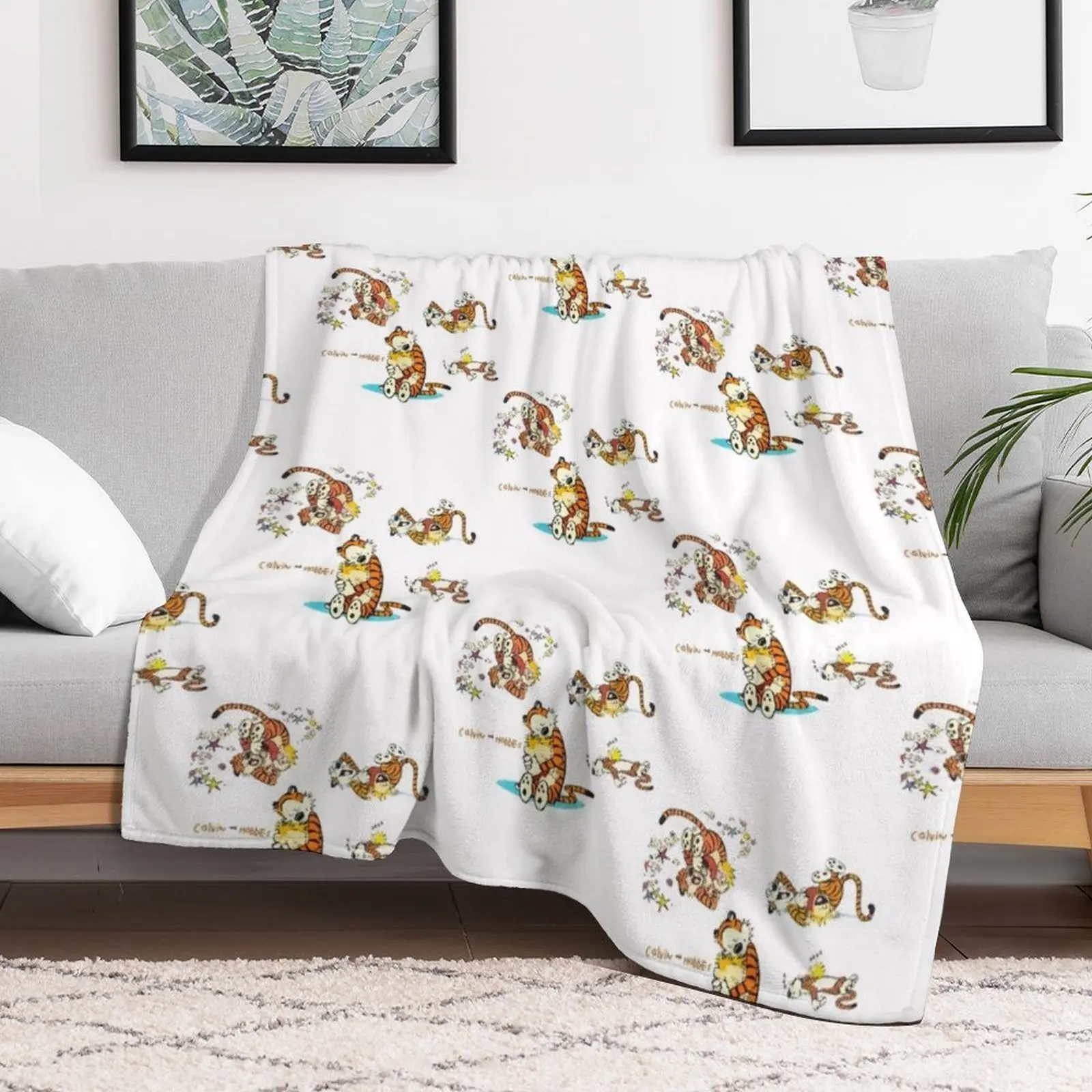 calvin and hobbes bill watterson Throw Blanket Plaid on the sofa decorative Bed Fashionable bed plaid Blankets