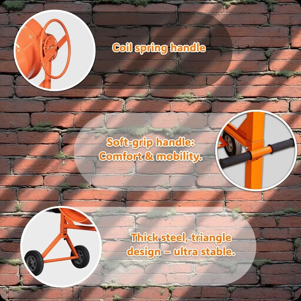 5.0 cubic Ft Portable Concrete Mixer Machine, Wheelbarrow Cement Mixing Tools for Stucco