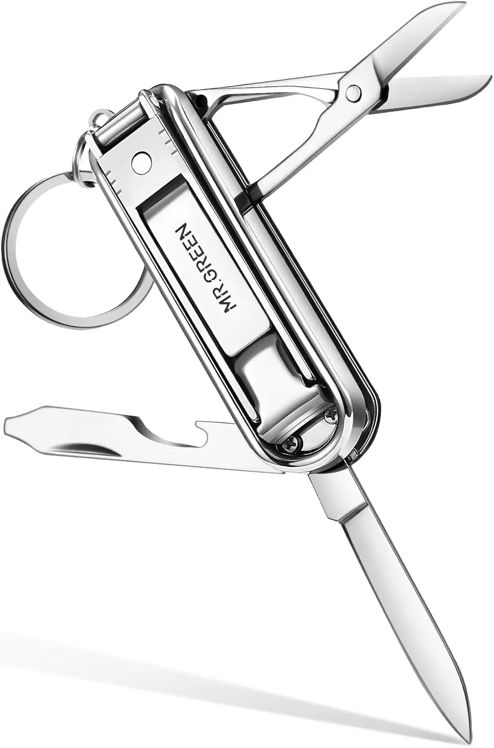 

6-in-1 Multifunctional Nail Clipper Set: Stainless Steel Nail Cutter, File, Scissors, Knife, Bottle Opener, Screwdriver
