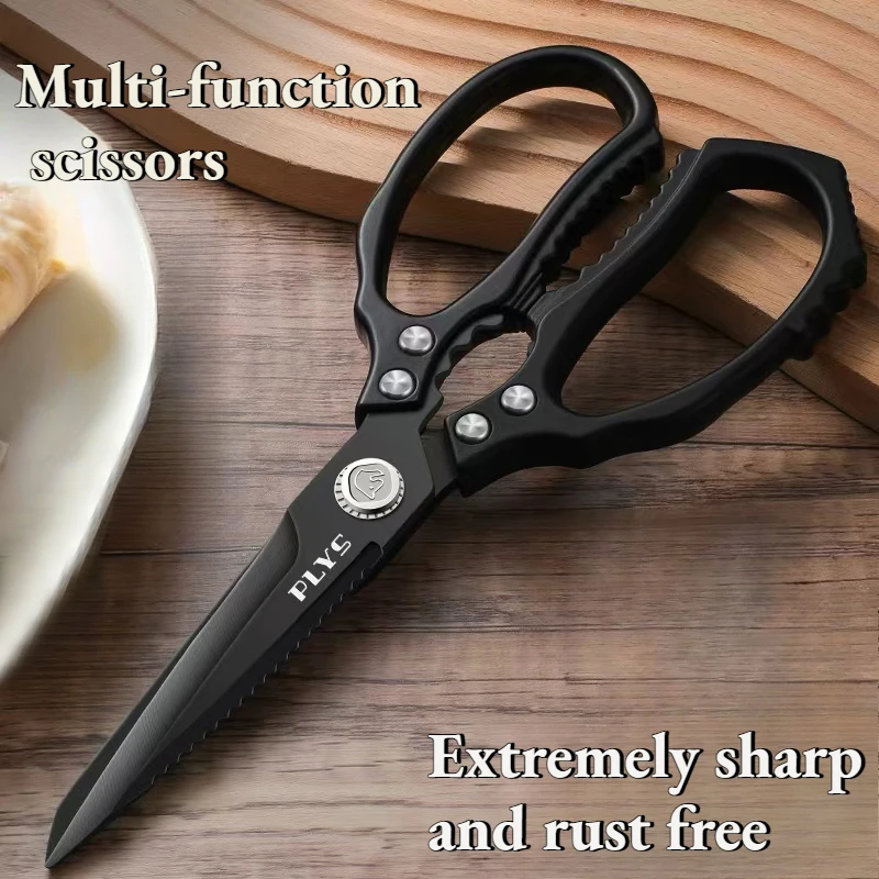 Multi functional kitchen scissors for household fish killing, stainless steel powerful scissors for chicken, duck, goose,