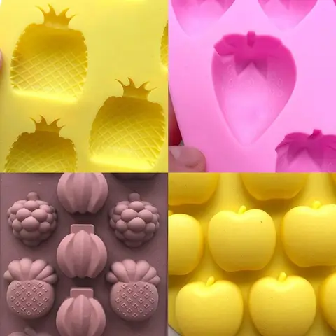 Fruit Silicone Molds Pineapple Shapes for Gummy,Chocolate, Ice Cubes - Reusable Candy & Cake Decor Baking Tools Ice Cube Trays
