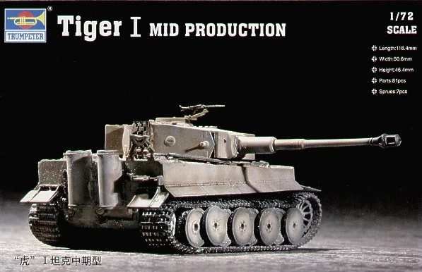 

Trumpeter 1/72 Scale German Tiger I Tank Mid-production Static Model Kit 07243 TH05687-SMT6