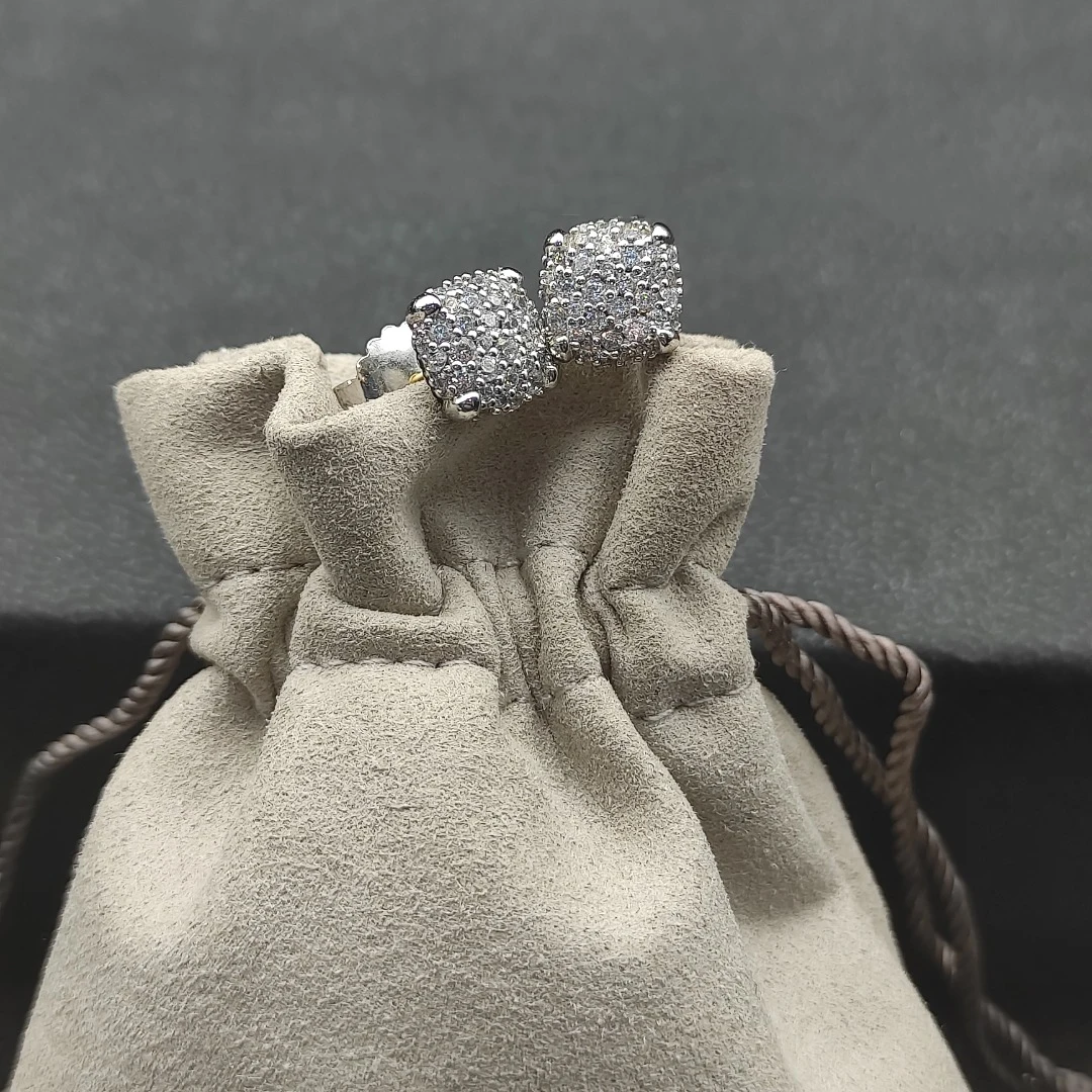 

S925 sterling silver 9mm four-claw full diamond earrings neutral fashion personality simple hip-hop trend retro luxury jewelry