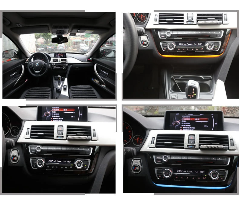 ل 2012-2019 BMW 3 سلسلة F30 غطاء لوحة التحكم المركزية مع أضواء مزدوجة اللون تقليم لوحة تكييف الهواء الأضواء المحيطة #5