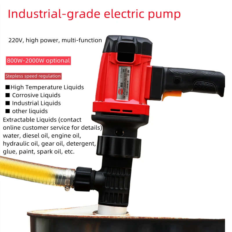 Portable 220V Electric Hand Barrel Pump1300W Six-speed Vertical Oil Pump diesel oil drum with electric oil pump