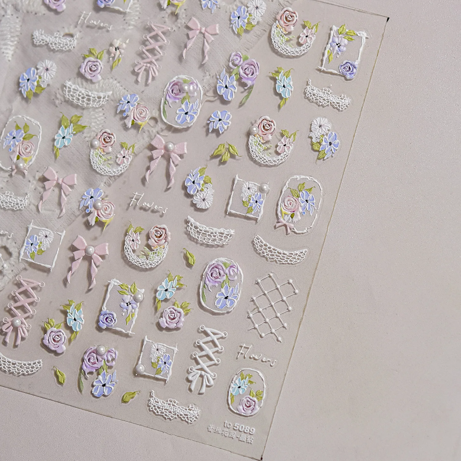 Adesivi per nail art con diamanti in cristallo di lusso 5D Adesivi per unghie adesivi per unghie da giardino in pizzo dolce 3D Nuovi decalcomanie per manicure fai da te Decorazione per unghie