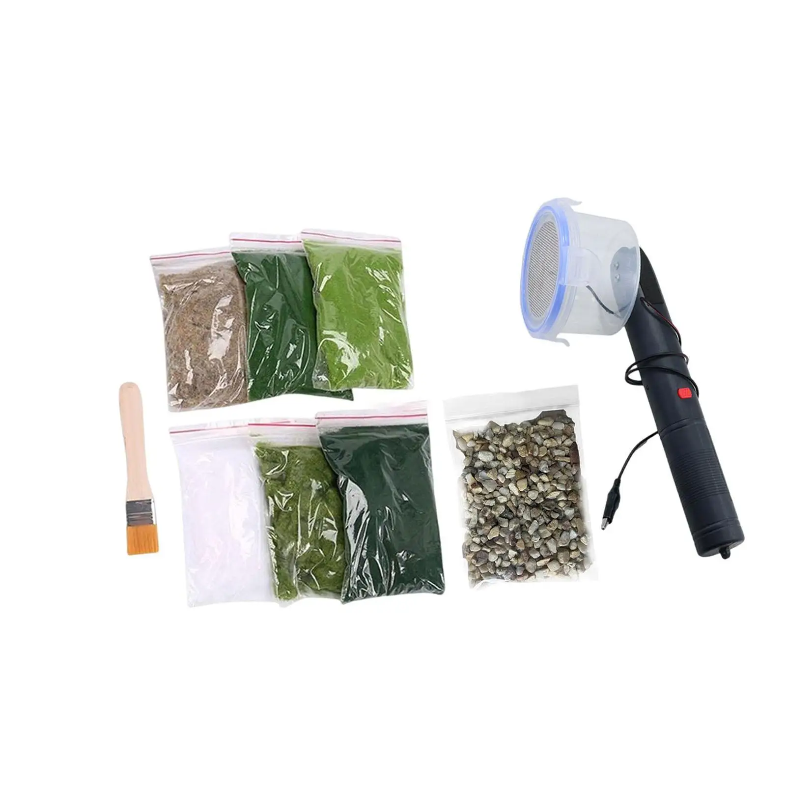 정적 잔디 떡 이형 키트 정전기 떡 이형 기계 DIY 공예 휴대용 철도 지형 잔디 미니어처 장면 모델