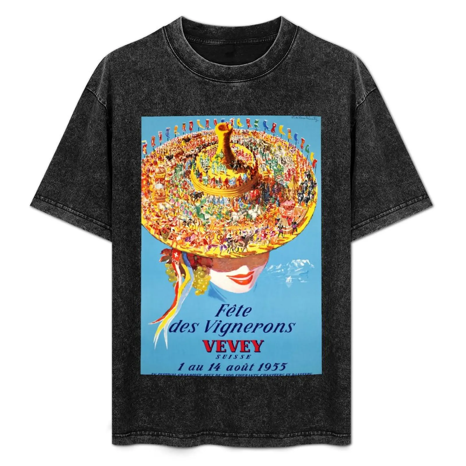 Fête des Vignerons, Vevey Suisse 1955, Poster T-Shirt tops customizeds oversized man clothes Men's t-shirts