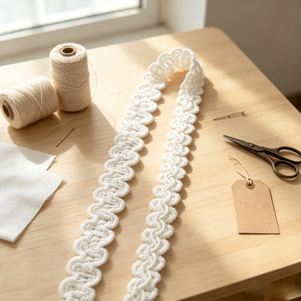 New 5m/16.4ft Each Pack White Trim Ribbons HanMade DIY Curve Sewing Centipede Wedding Craft Curtain Clothes Fabric DIY Accessory