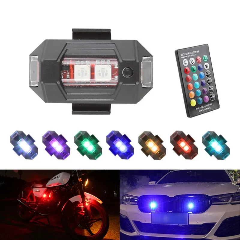 Motorcycle Drone Strobe Light 7Color Mini USB LED Warning Safety Anti Collision Turn Signal Indicator Flash Lamp for Scooter Car