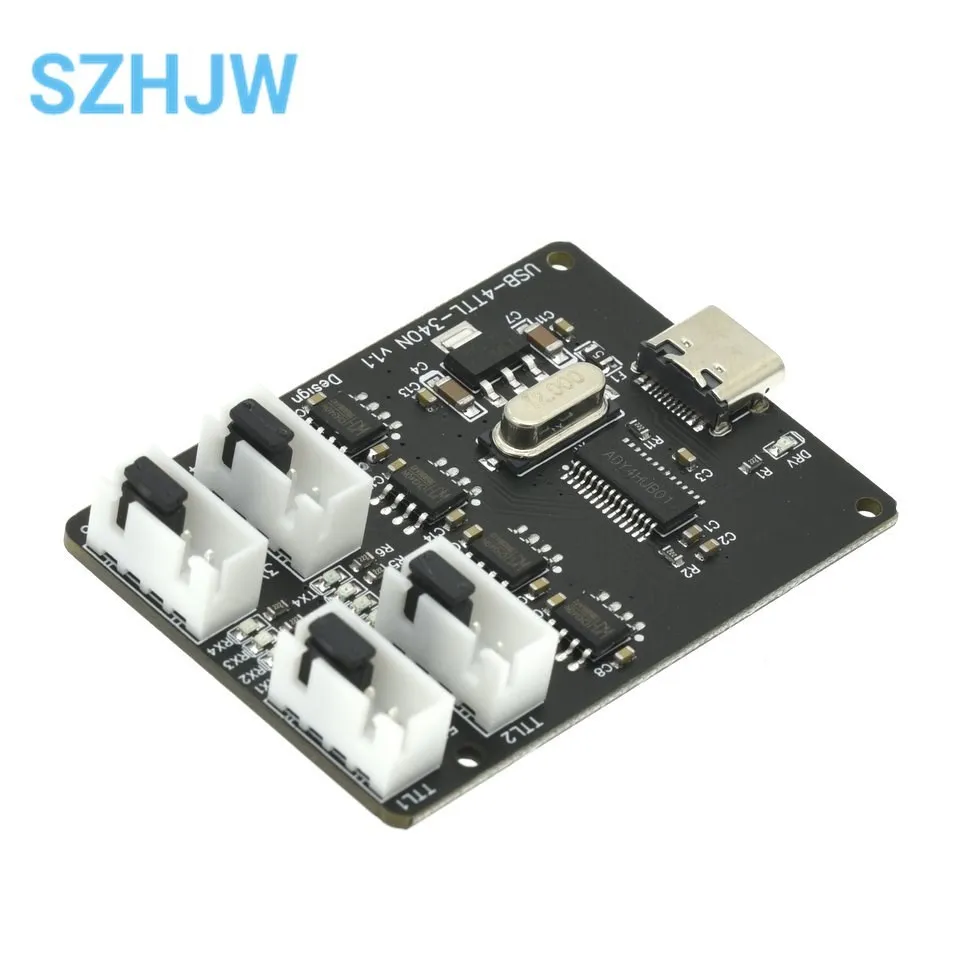 USB To TTL Module CH340 HUB TYPE-C Interface 4-Channel Four Independent TTL