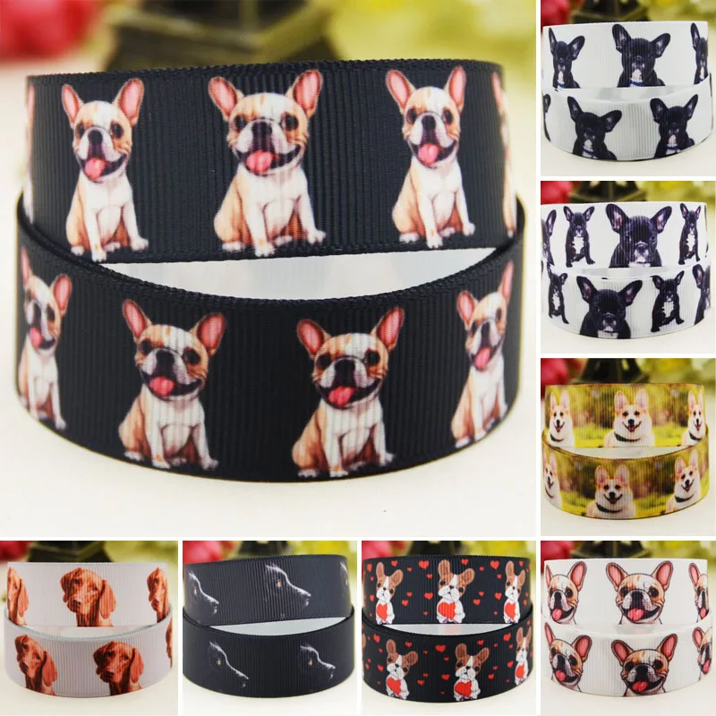 22mm 25mm 38mm 75mm dog cartoon printed Grosgrain Ribbon party decoration 10 Yards satin ribbons