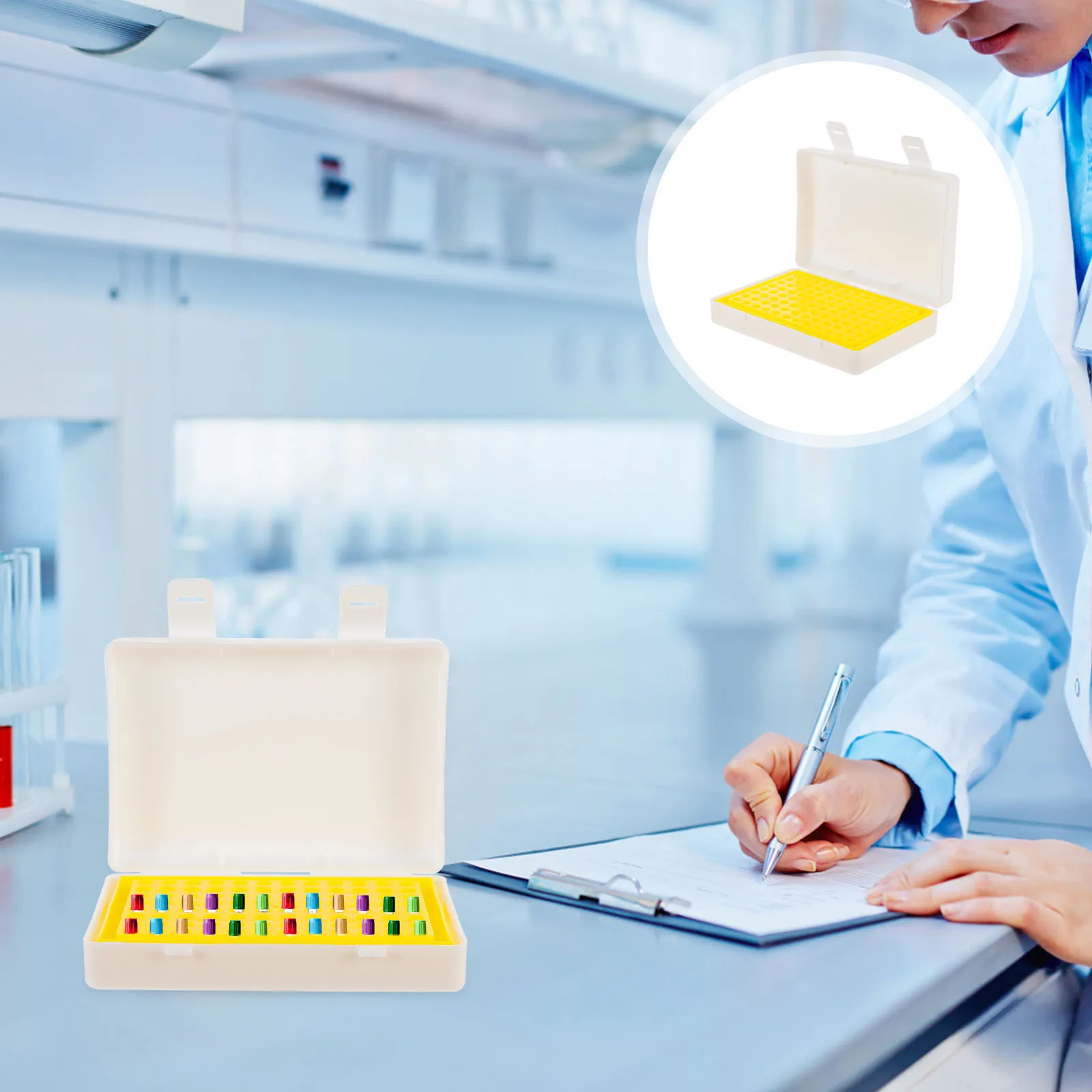 

96 well Micro Tubes Shelf Tube Box PE Lab Equipment Tubes Case Lightweight Storage Solution