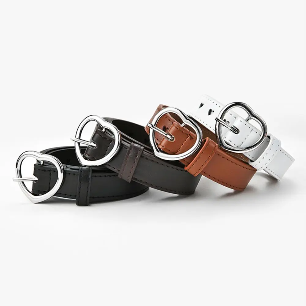 

Casual Fashionable Children Cute Peach Heart Buckle Belt Faux Leather Belt Waist Belt Waistband
