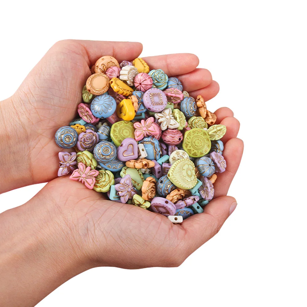 20g Mixed Colorful Acrylic Spacer Beads for Jewelry Supplies Loose Earrings Beads Making for Necklace and Bracelet DIY Materials