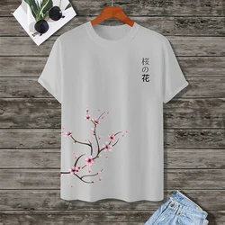 3d Print Cherry Blossom Tree Graphic Tshirt For Men New Fashion Short Sleeve Tops Summer Japanese Style Street Tee Shirts 4XL