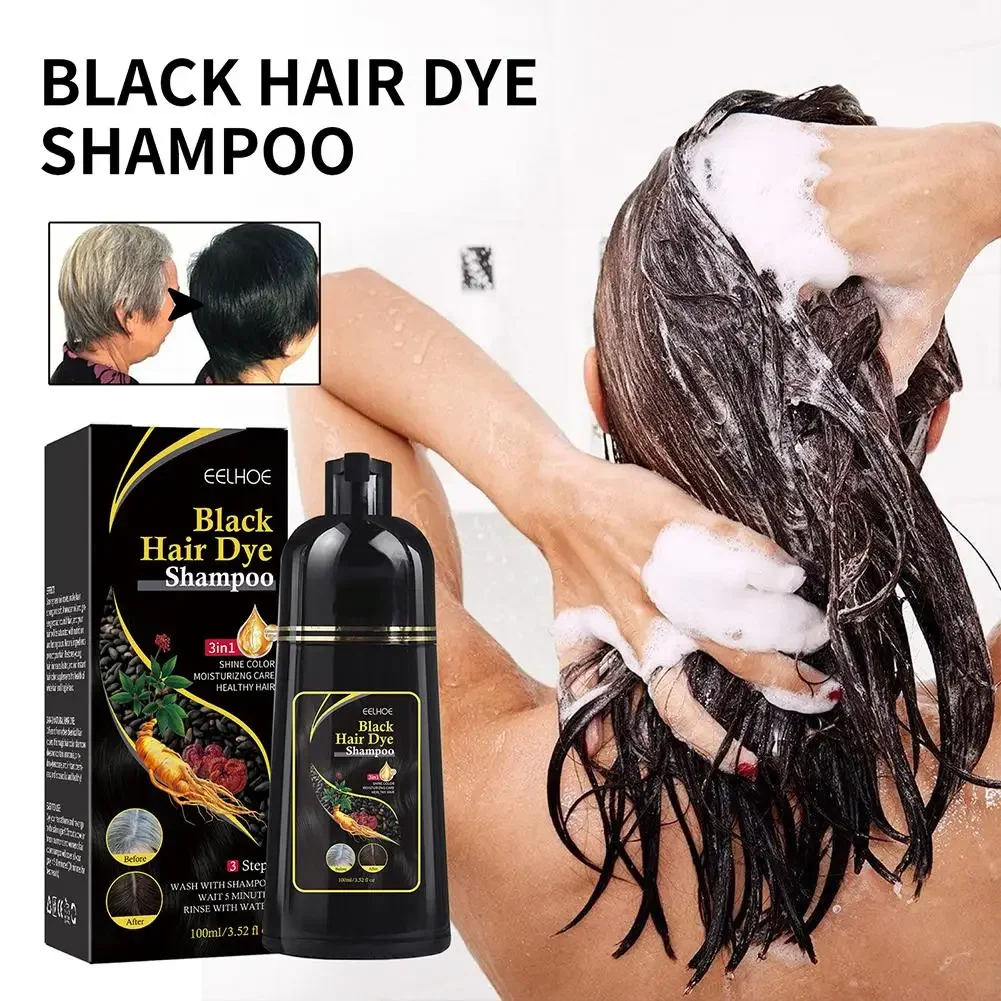 Shampoo naturale a base di erbe per tinture per capelli 3 in 1 Shampoo per capelli per capelli Gary marrone scuro nero per donne e uomini copertura grigia 100ml