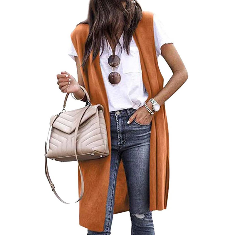 Women‘s Knitted Cardigan Vest 2024 New Spring/Autumn  Camisole Fashion Versatile Sleeveless Slim Fit Long Sweater Vest Tops