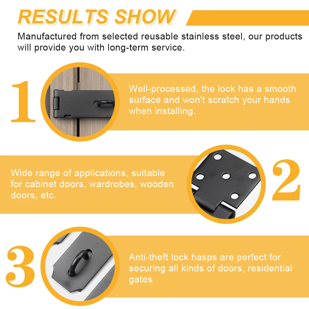 

Stainless Steel Heavy Duty Hasp Padlock Door Security Latch Buckle Smooth Cabinet Wardrobe Wooden Door Locks Reinforced Hardware