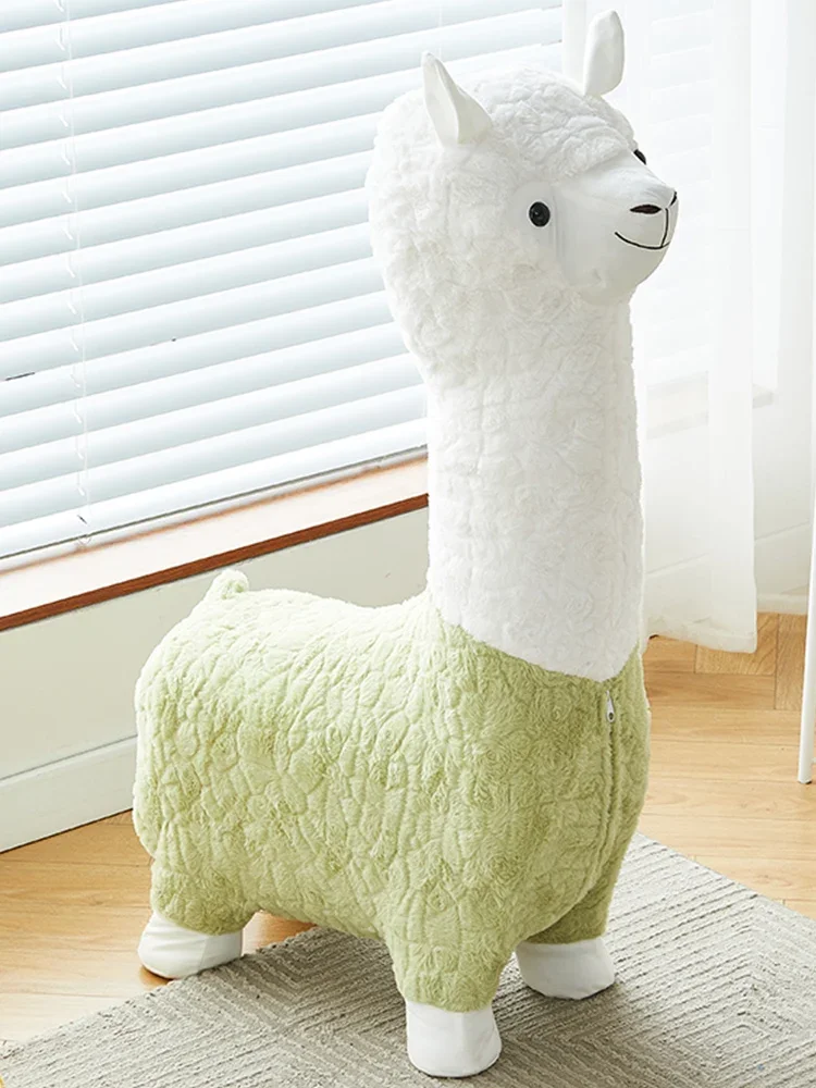 Online red alpaca seat living room decoration animal seat stool shoe