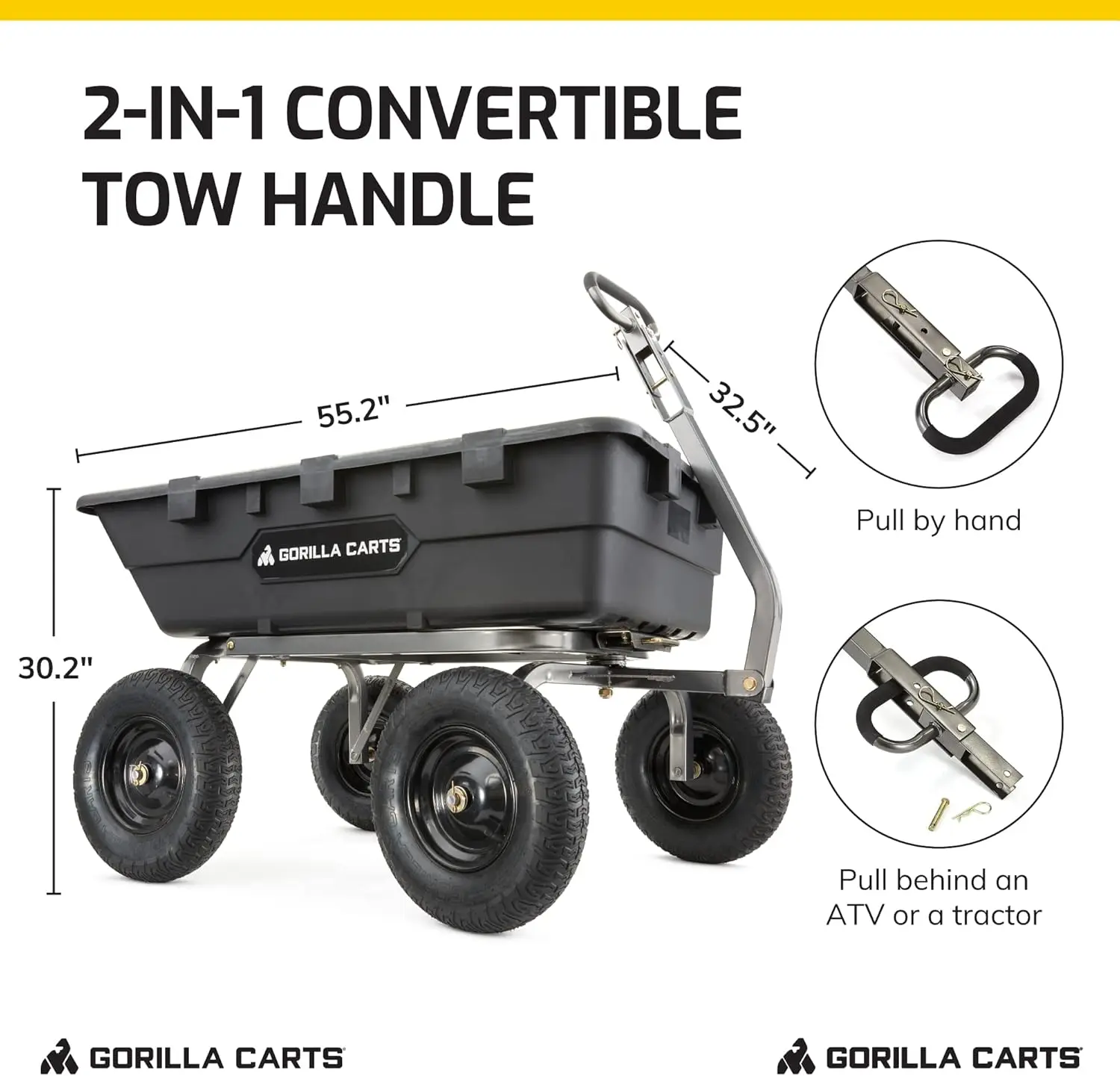 Heavy Duty Poly Yard Dump Cart Garden Wagon, Utility Wagon with Easy to Assemble Steel Frame, 1500 Pound Capacity