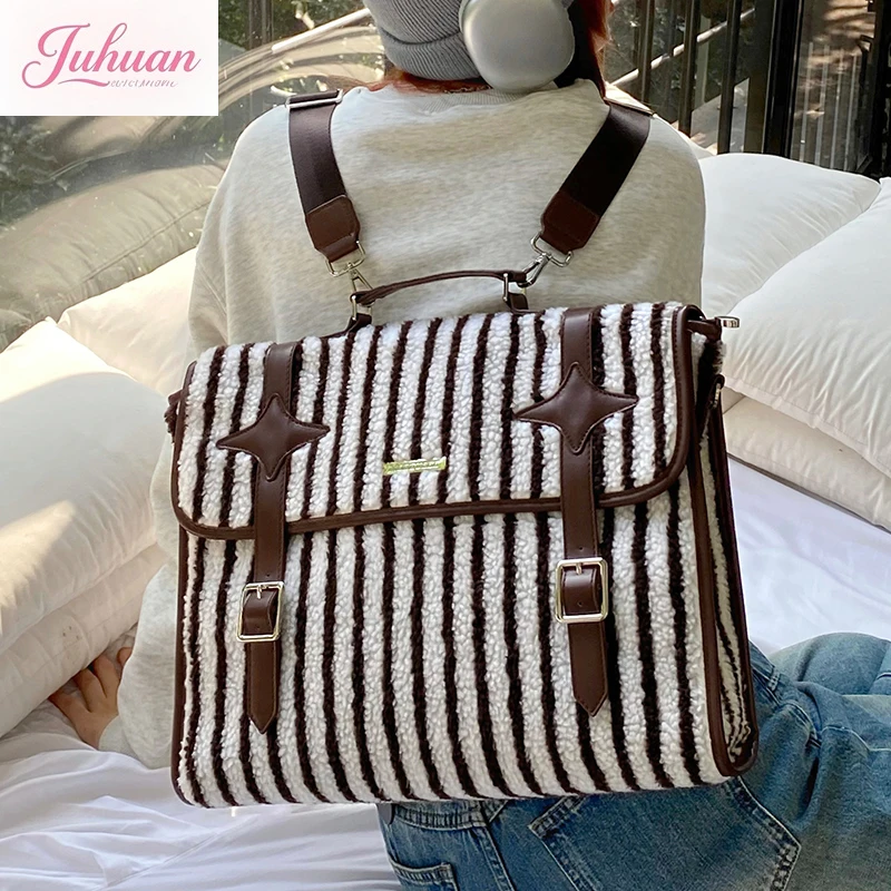 حقيبة كامبريدج عصرية ذات طراز محايد للنساء ذات سعة كبيرة حقيبة بريد على طراز الكلية البريطانية حقيبة ظهر أصلية عبر الجسم #6