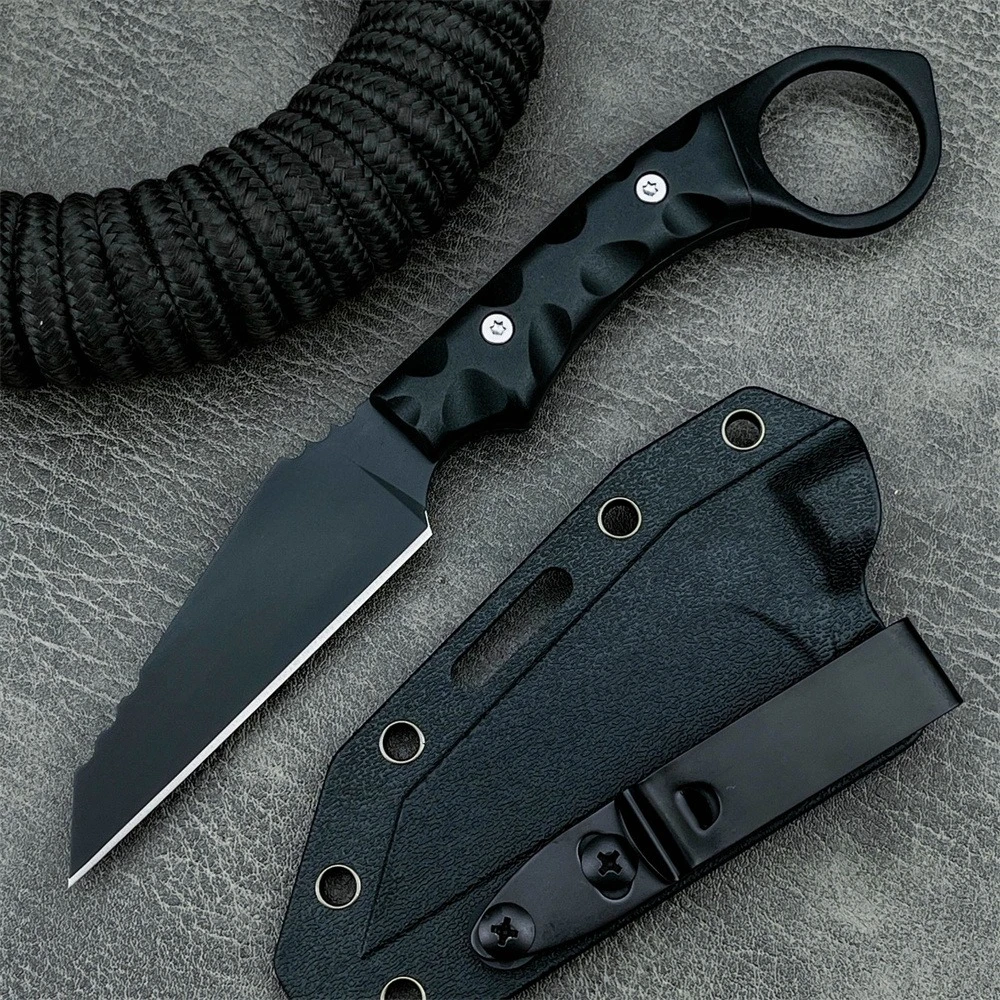 Outdoor Survival Fixed Blade Knife - Full Tang One-Piece Design, 7Cr13MoV Steel G10 Handle with Sheath, Camping Hiking Tool