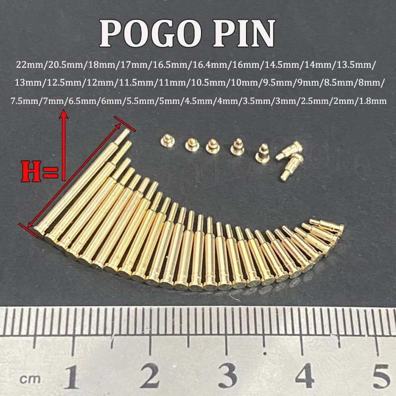 5 Stück Pogopin-Stecker, Pogopin-Batterie-Federkontakt, SMT-Pin, PCB, 1,8–22 mm, Prüffeder, Prüfspitze für Batteriekontaktprüfung – Detail 1