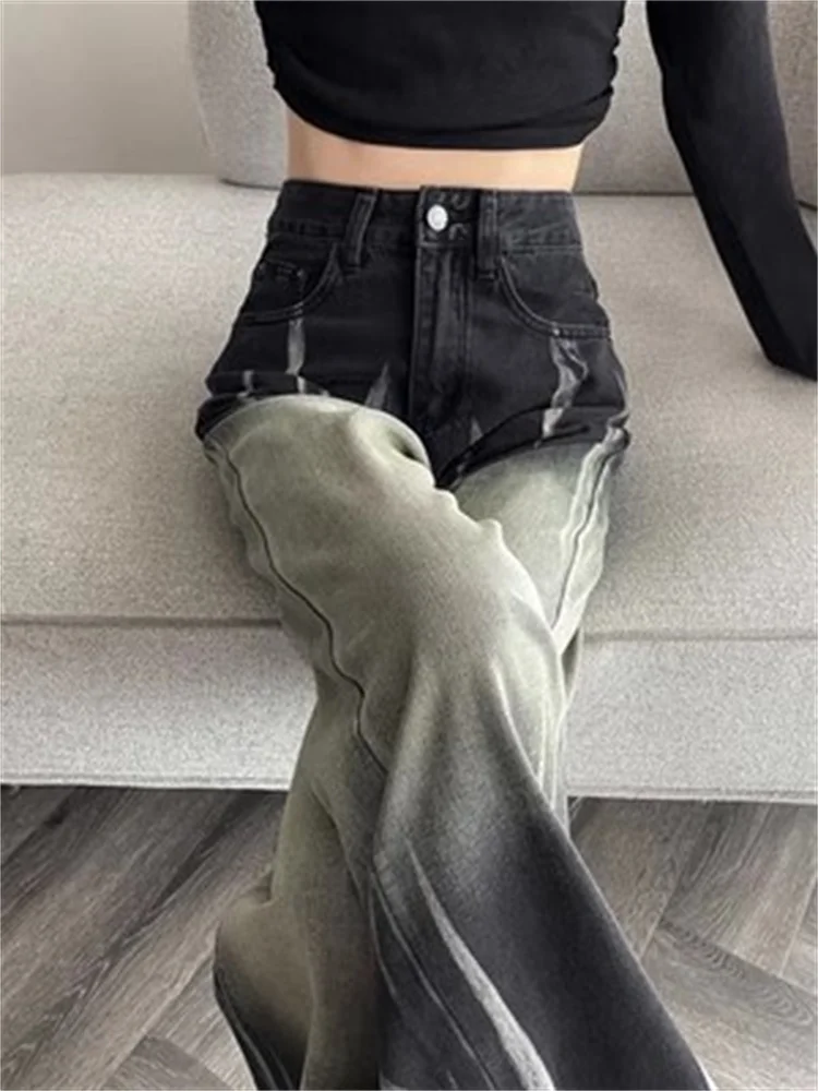 

Gradient Wide Leg Jeans Women Spring and Autumn 2023 New Loose Slim High Waist Dropping Floor Dragging Straight Leg Trouser Tide